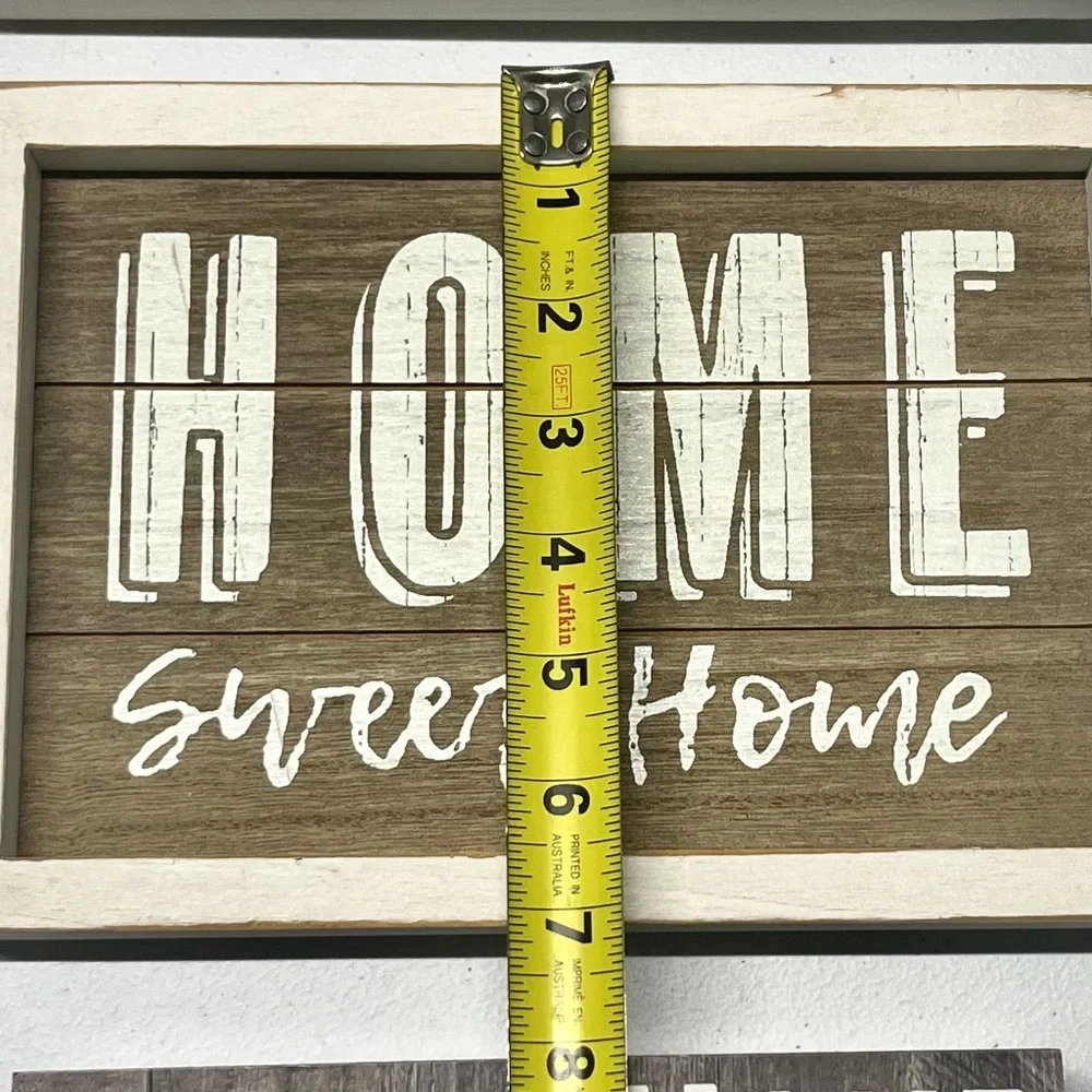 Rustic Distressed Primitive Brown and White 'Home Sweet Home' Wall Art Set of 3